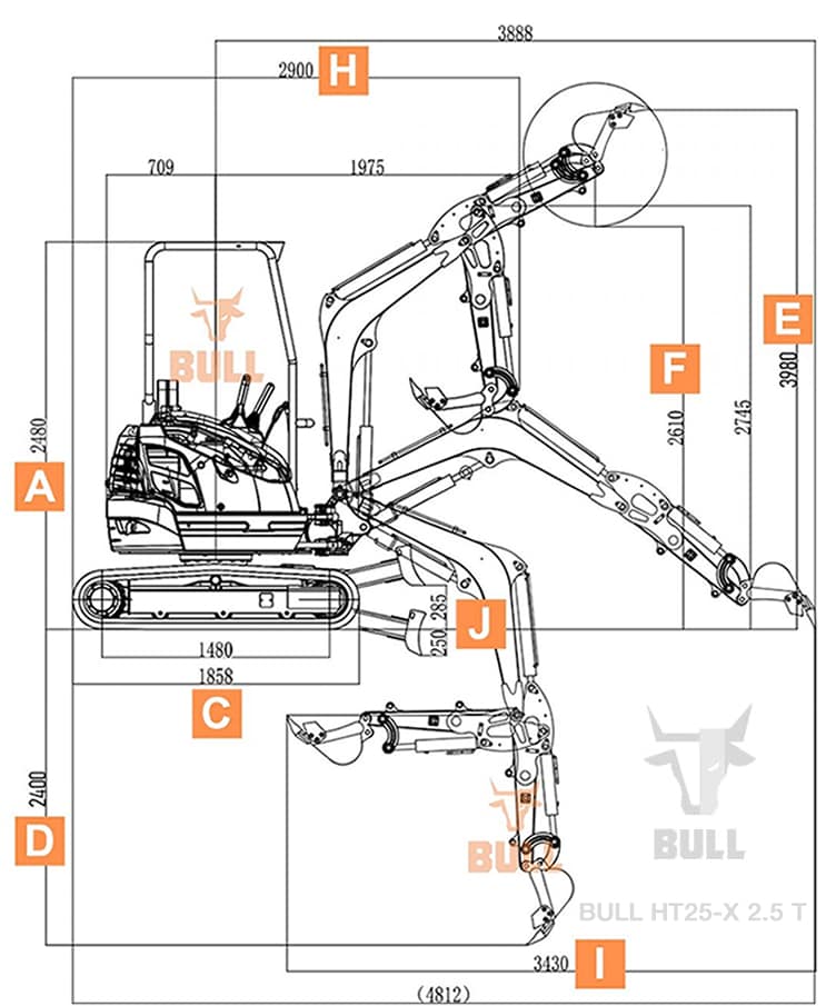 BULL HT25 X - Dimensions fiche technique caractéristiques 2/2